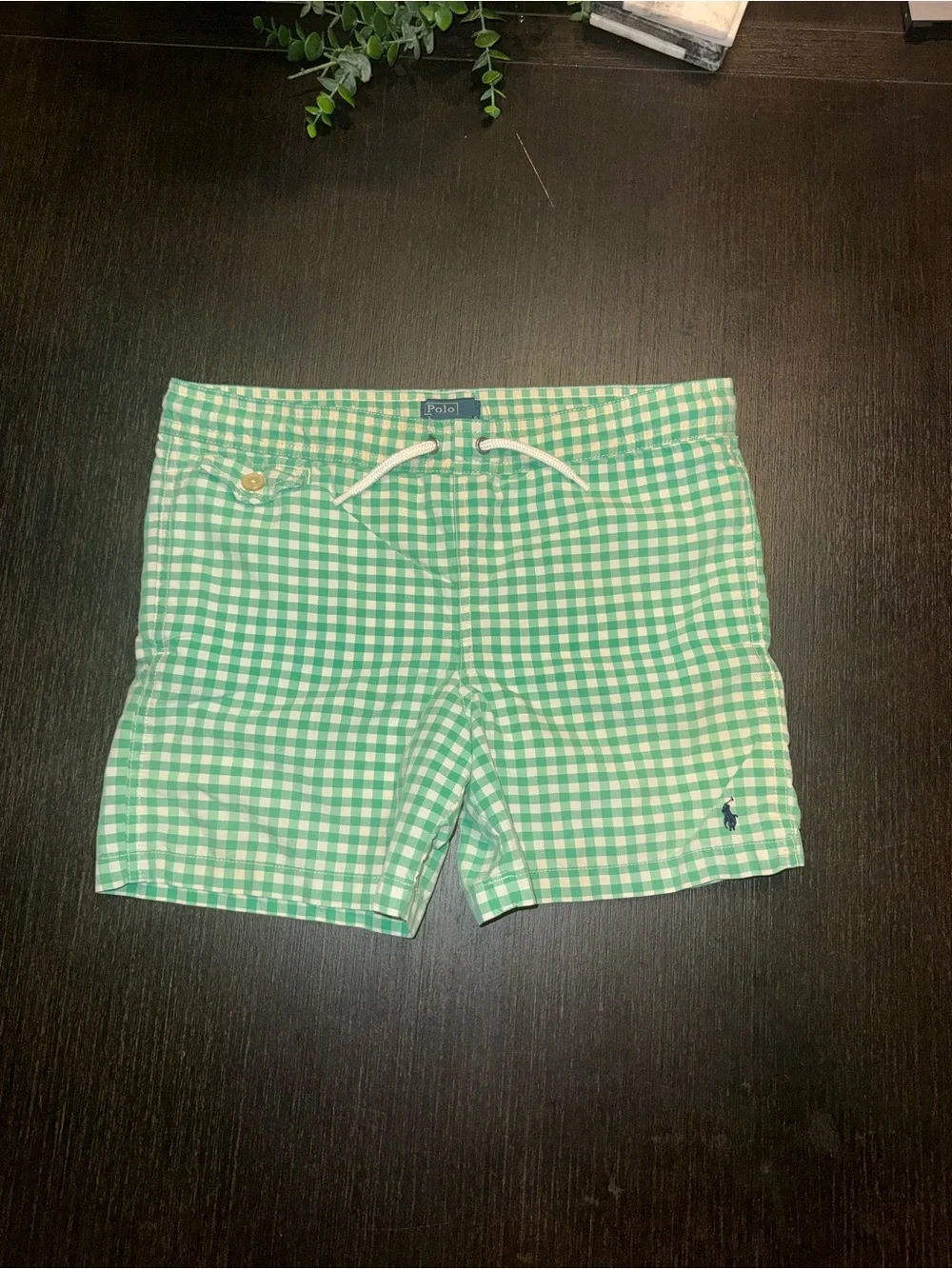 Ralph Lauren Green Gingham Swim Shorts
